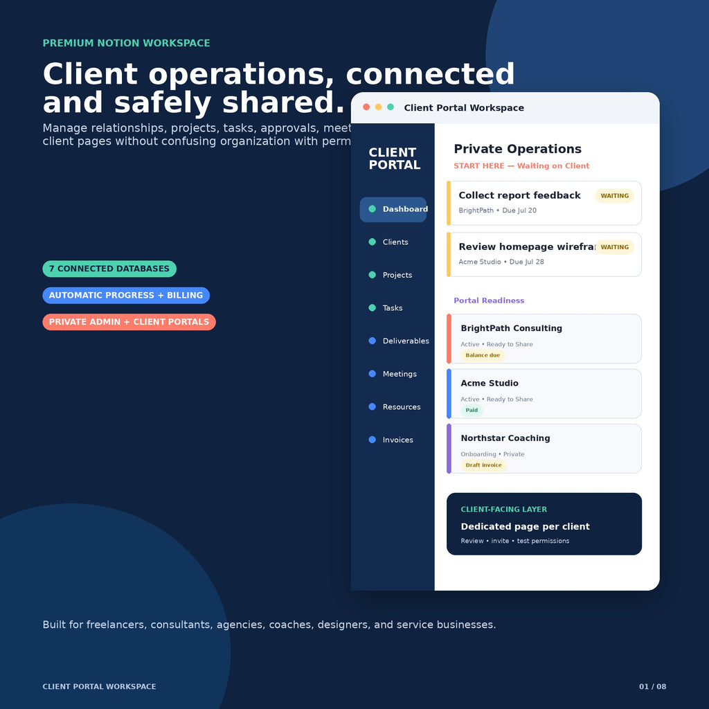 Client Portal Workspace - Premium Notion Template