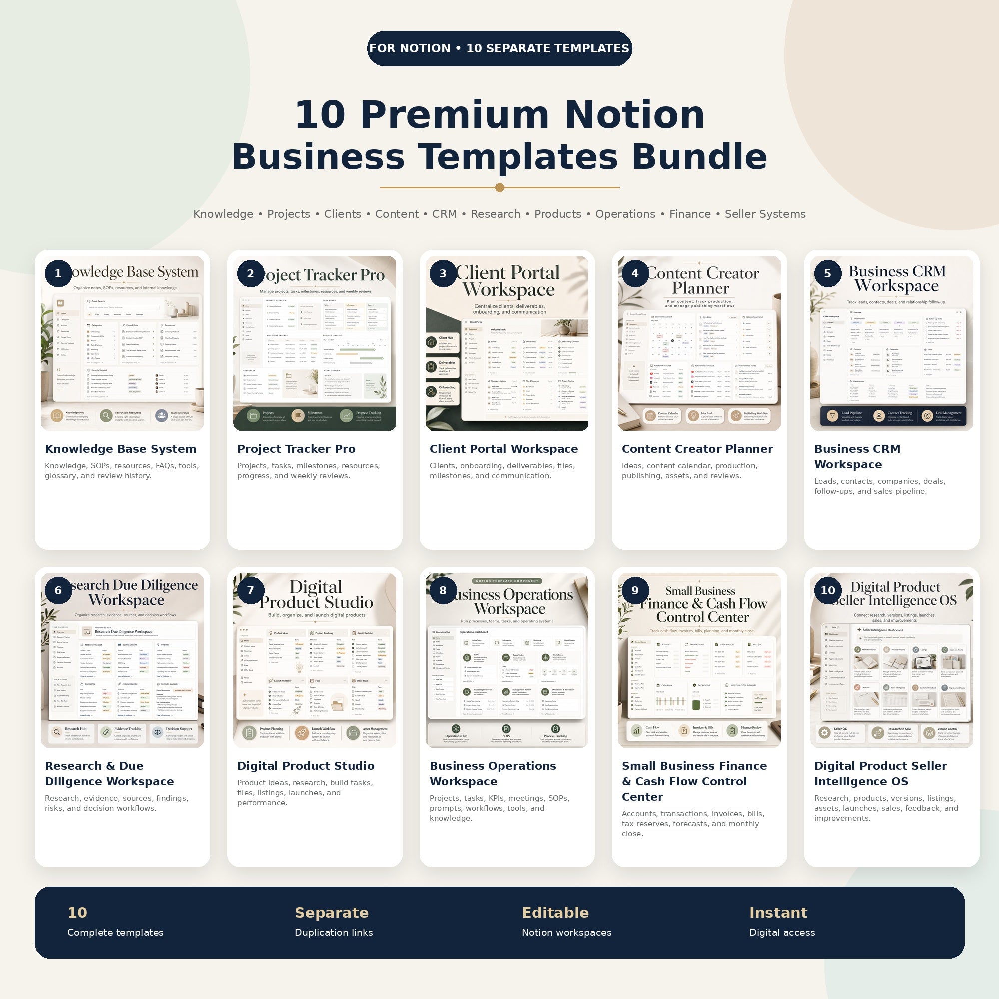 10 Premium Notion Business Templates Bundle
